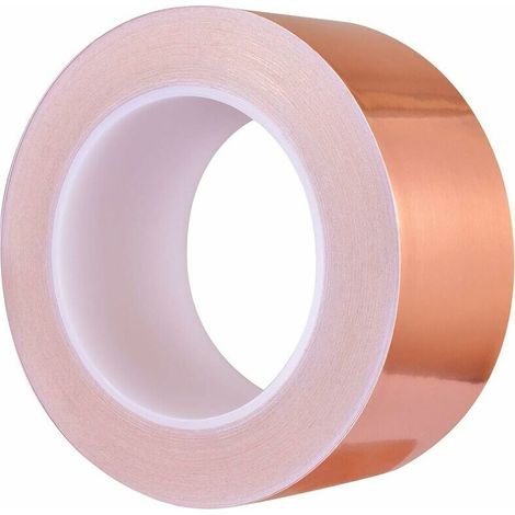 royaluxe -Ruban de Cuivre 30m x 50mm, Premium Feuille de Cuivre Bande, Ruban Adhésif EMC Blindage Ruban Adhésif pour Blindage EMI, Artisanat, Anti-limaces, Reparations Electriques, Circuits Papier (1/5)