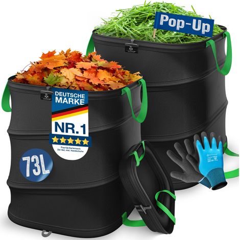 KESSER® Saco de jardín Pop-Up, autoportante - 2x 73 L, negro / verde claro