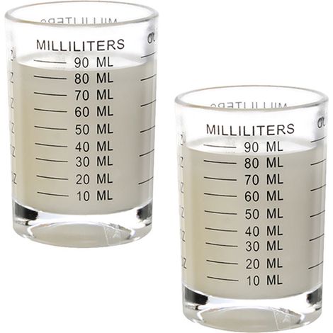 Verre à Mesurer - Verre à Espresso en Verre Trempé avec Échelle Imprimée - Pour Café, Lait, Vin, Cuisson et Mixologie - 2 Pièces (1/5)