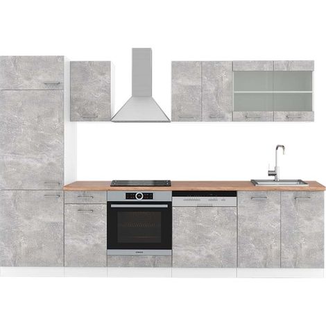 Cucina componibile R-Line, Cemento/Bianco, 300 cm , PL Rovere, Vicco (1/5)