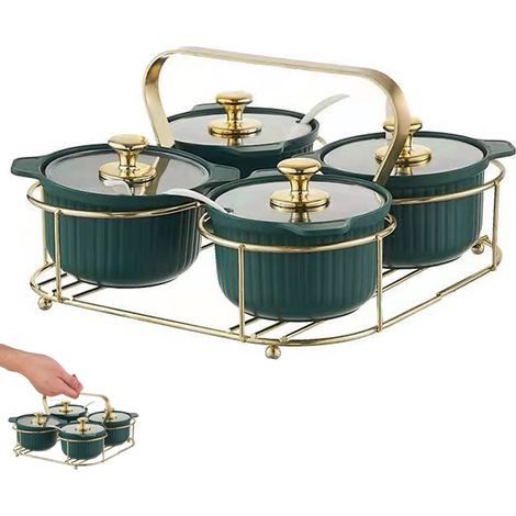 Pot À Épices - Boîte De Rangement En Porcelaine Avec Couvercle En Verre Et Cuillère En Acier Inoxydable - Lot De 4 - 150 Ml (1/5)