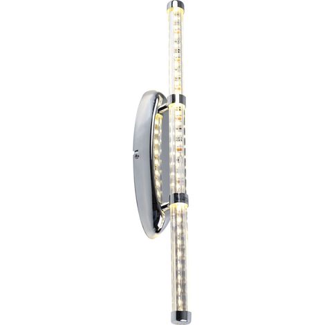 Wandleuchte Lampe Spiegelleuchte Schlafzimmerlampe Wohnzimmer, Rohförmig Chrom klar, 1x LED 10W 700Lm 3200K, HxB 50x7 cm