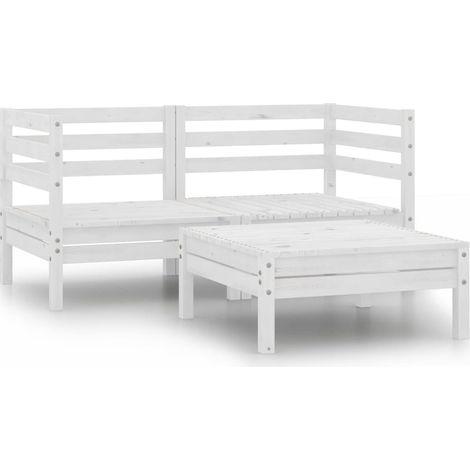 Maison Exclusive - Set Divani da Giardino 3 pz Bianco in Legno Massello di Pino