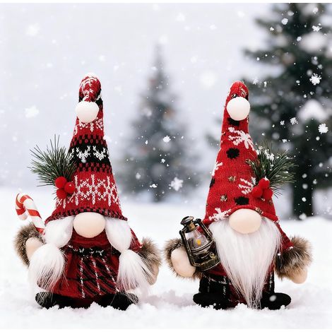 GNOME de Noël,2 Pièces Gnomes Peluche Noël,Elfe Cadeau de Christmas,Nains de Noël en Peluche Faits à la Main,GNOME de Noel pour la Décoration de la Maison et de la Table de Noël (1/5)