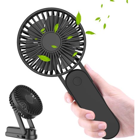 Ventilateur portable (noir), mini ventilateur silencieux rechargeable par USB, alimentation-AquaForge