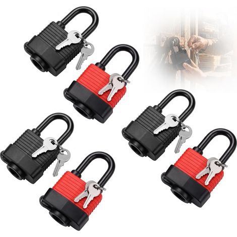 Lot de 6 cadenas à même clé, cadenas étanche en alliage d’acier antirouille, serrure adapté portail jardin garage cave clôture extérieur (1/5)