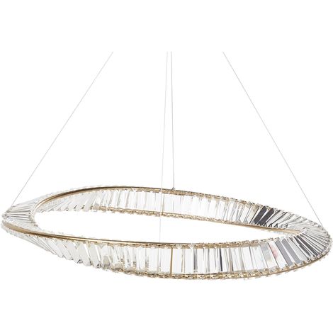 Lámpara de araña LED elegante de hierro con cristales iluminación dorado Rosende (1/5)