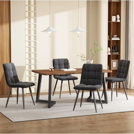 Conjunto de mesa y 4 sillas 117 x 68 x 75 cm, MDF nogal DESVIAE (1/5)