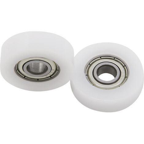 Roue de guidage muette à rainure en U 2 pièces roue de guidage à roulement à billes en nylon blanc roulement revêtu de plastique BS69623-7 rouleau en plastique nylon externalisé POM (1/3)