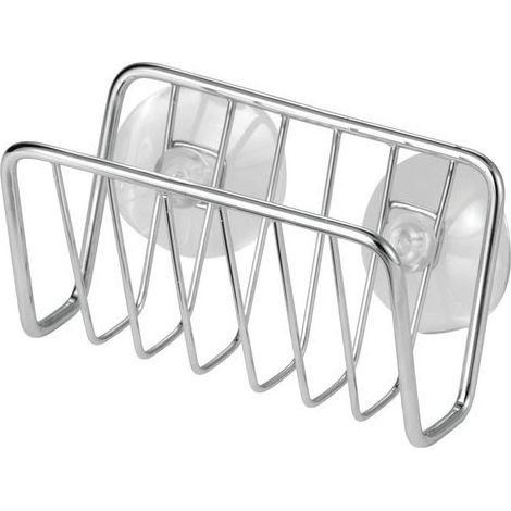 Metallener Spülbecken-Organizer – Kleiner Halter für Schwamm, Seife und Spülschwamm – Schnelltrocknender, offener Metallkorb mit starkem Saugnapf – Verchromt (1/5)