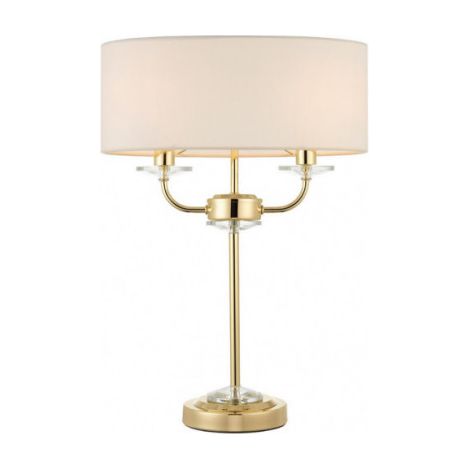 Lampe de table classique double laiton, abat-jour E14 (1/3)