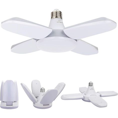 Éclairage de garage LED, 60 W E27 6 500 K 4 800 lm, éclairage de garage déformable avec 4 panneaux réglables, plafonnier LED pour garage, entrepôt, atelier, sous-sol, salle de sport, cuisine (1/5)