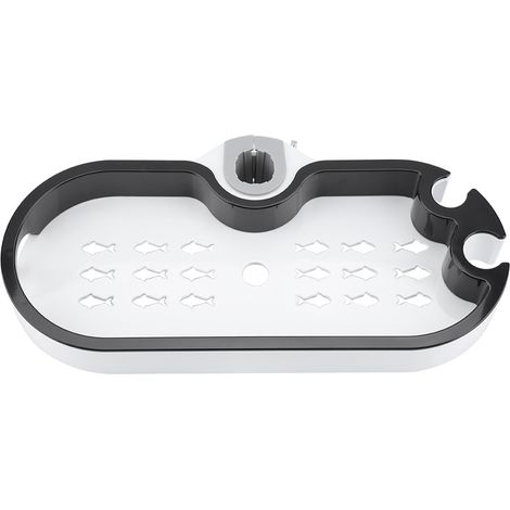 Receveur de douche/porte-savon réglable pour salle de bain, sans perçage requis, diamètres 2,4 mm, 2,4 mm et 2,5 mm, disponible en blanc et noir. (1/5)