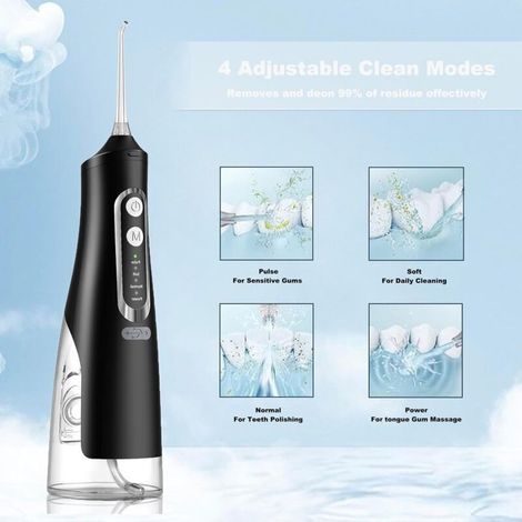 Vtizikl Jet Dentaire Hydropulseur, Jet Dentaire Portable 4 Modes, Irrigateur Oral Professionnel Réservoir 310ml IPX7 étanche rechargeable de Voyage
