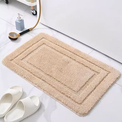 Tapis de bain, 50 cm x 80 cm, antidérapant, pelucheux, kaki. (1/5)