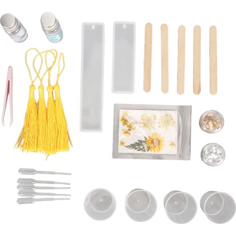 Ensemble De Moules en Résine pour Marque-Page, Résistant Aux Déchirures, Réutilisable, Kit De Pompons pour Marque-Page Fait à la Main, Décoration, Cadeau D'étudiant(Jaune) (1/5)