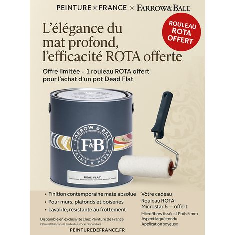 Peinture Farrow & Ball Dead Flat ultra mate, mur et boiserie 750 ml + Rouleau Rota OFFERT Couleur: Autres couleurs (1/3)