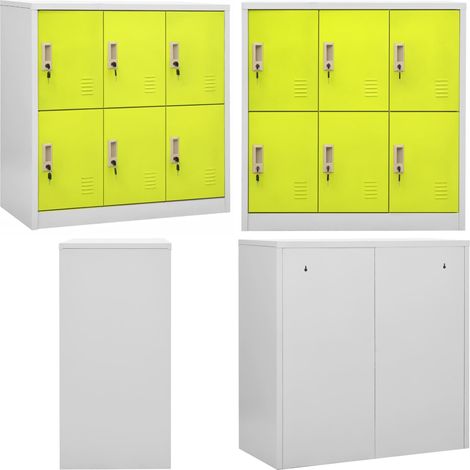 Armoire à casiers Gris clair et vert 90x45x92,5 cm Acier - Meuble De Rangement - Armoire À Casiers - Rangement Scolaire - Organisation - Meuble Métal - Home & Living (1/5)