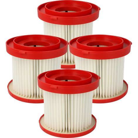 vhbw 4x Filter compatible with Milwaukee M12 FVCL, M18 FPOVCL, M18 VC2, M18 VC2-0 Vacuum Cleaner - HEPA filter Red White