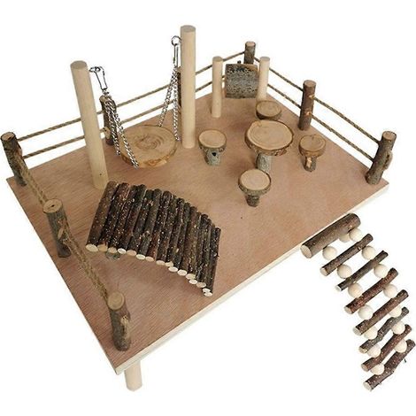 Balançoire pour hamster en bois : jouet alliant exercice et jeu pour un divertissement garanti (1/4)