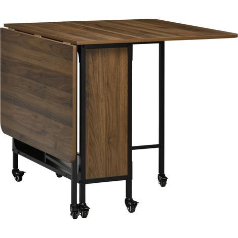 Mesa de comedor plegable y móvil para 6 personas 130 x 80 x 74 cm marrón claro (1/5)
