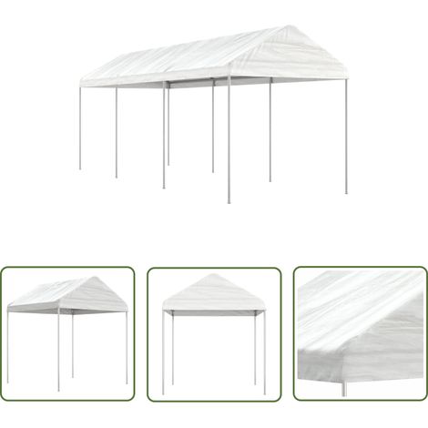 The Living Store Belvédère avec toit blanc 6,69x2,28x2,69 m polyéthylène - Tente Extérieure - Gazebo - Abri Solaire - Parasol - Espace Détente (1/5)