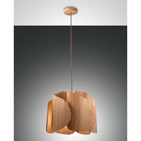 PEVERO LAMPADARIO A SOSPENSIONE COLORE FRASSINO IN METALLO E LEGNO 1 LUCE ATTACCO E27 (1/2)