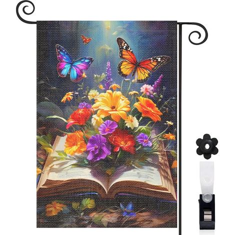 Drapeau de jardin décoration saisonnière toile épaisse double face 30 x 45 cm pour balcon terrasse (1/5)
