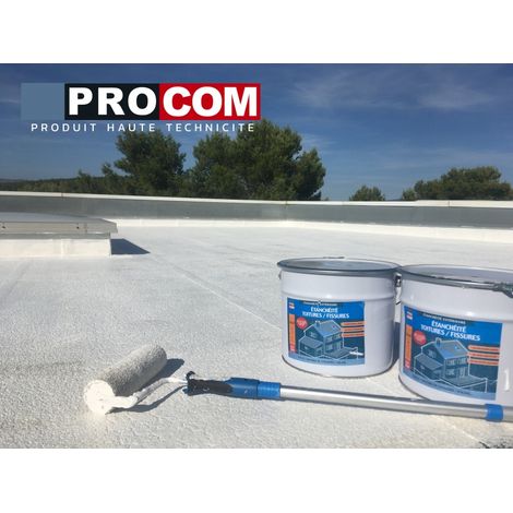 Procom – Peinture pour toiture – Résine d'étanchéité – Réparation fissures et tuiles – Résistant aux intempéries – 10 litres