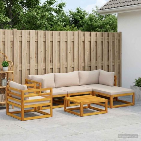 vidaXL Sofa Set 6 pcs Natural Solid Acacia Wood (1/5)