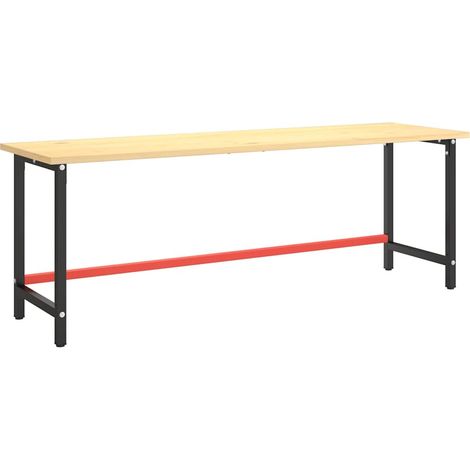 vidaXL Estructura banco de trabajo metal negro y rojo mate 220x57x79cm (1/2)