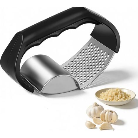 Presse Ail Inox Professionnelle,2 en 1 Hachoir Manuel en AcieAr, Hachoir à Ail Broyeur de Gingembre Presse-ail à Bascule pour Ail Gingembre Purée (1/5)