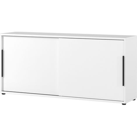 Meuble de rangement 2 portes coulissantes 160x40x74 cm blanc - MAILZ