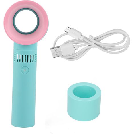 Mini ventilateur à cils rechargeable USB sans pale bleu, portable à main pour maquillage (1/5)
