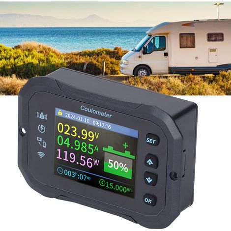 WLAN-Batteriemonitor 10–100 V, 0–50 A mit bidirektionaler Erkennung und Bluetooth-Fernüberwachung, mit Shunt