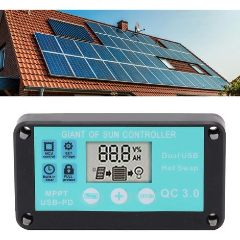 Contrôleur de charge solaire 30 A avec double port USB et régulateur de charge MPPT pour panneaux solaires destiné à la production d'énergie (1/5)