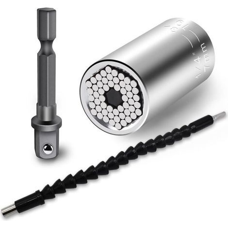 Douille universelle, 1/4" à 3/4" multifonction, ensemble d'adaptateurs de perceuse électrique, avec tournevis hexagonal flexible de 6,35 mm (1/5)