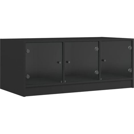 Maison Exclusive - Couchtisch mit Glastüren Schwarz 102x50x42 cm