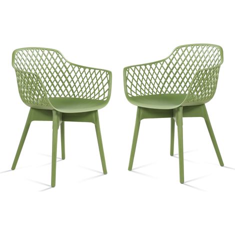 Moderne Esszimmerstühle, 2er Set, Wetterbeständige Kunststoff-Café-Stühle mit Ergonomischer Rückenlehne und Rutschfesten Pads, Geeignet für Terrasse, Restaurant, Garten (1/5)