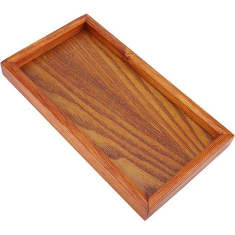 Plateau de Service avec Poignées, Plateau de Petit Déjeuner en Bois, Plateau Petit Déjeuner, pour Rangement, Cuisine, 22x15cm (1/5)