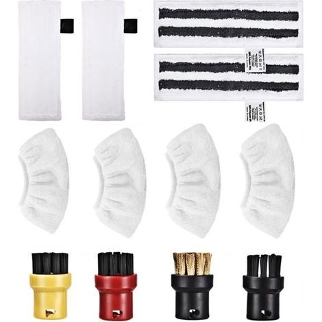Ensemble 12 pièces chiffons microfibre et brosses pour nettoyeur vapeur Karcher SC2/SC3/SC4/SC5 EasyFix (1/4)