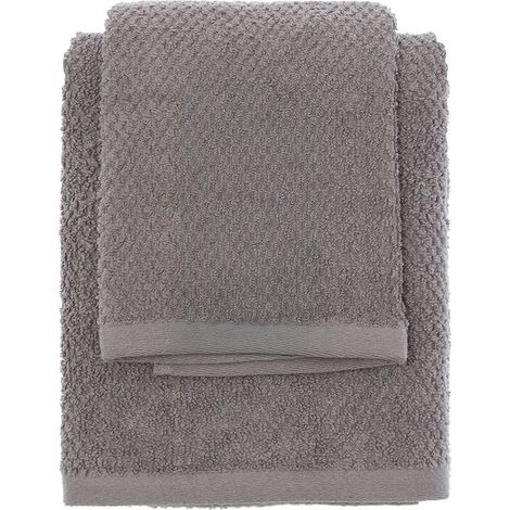 Set asciugamani bagno grigio per viso e ospite in cotone puro Spring (1/5)