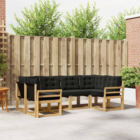 vidaXL Outdoor-Sofagarnitur mit Kissen 6 pcs Weiß und Schwarz (1/5)
