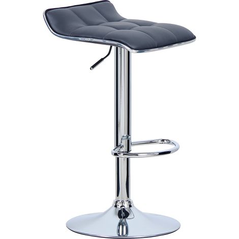 WOLTU Tabouret de Bar, en Cuir synthétique et Acier chromé, tabourets avec Caoutchouc Anti-dérapant, Gris (1/4)