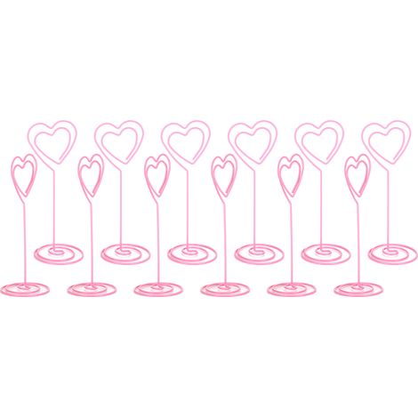 Lot de 12 pinces à cartes de visite avec support et motif cœurs roses (1/5)
