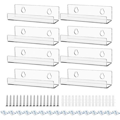Lot de 8 supports LP muraux – Transparents – 4 pouces – Affichage vinyles – Décoration intérieure (1/4)