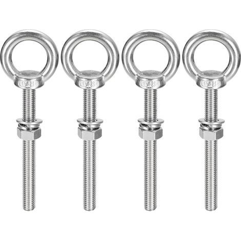4 pièces Boulons à oeil M8 x 100 mm Vis à Anneau M8 avec filetage métrique en acier inoxydable pour Fixation et Suspension (1/5)