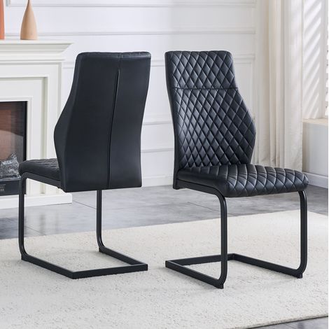 Set di 2 sedie da pranzo in PU nero, schienale alto, struttura in metallo DESVIAE (1/5)