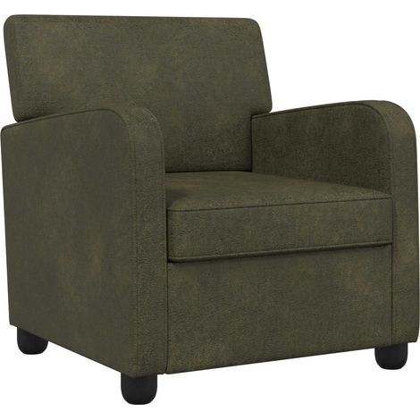 Armchair Army Green Faux Suede Leather vidaXL