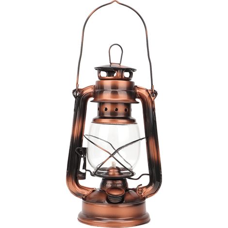Lanterne à Pétrole Vintage en Fer Bronze - Décoration Lumineuse pour Nuit Cadeau